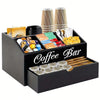 1pc Coffee Bar Organizer Countertop, Wooden Coffee Bar Accessories Organizer With Drawer, Coffee Station Organizer Coffee Pods Holder Storage Basket, Farmhouse Coffee And Tea Condiment Organizer Station