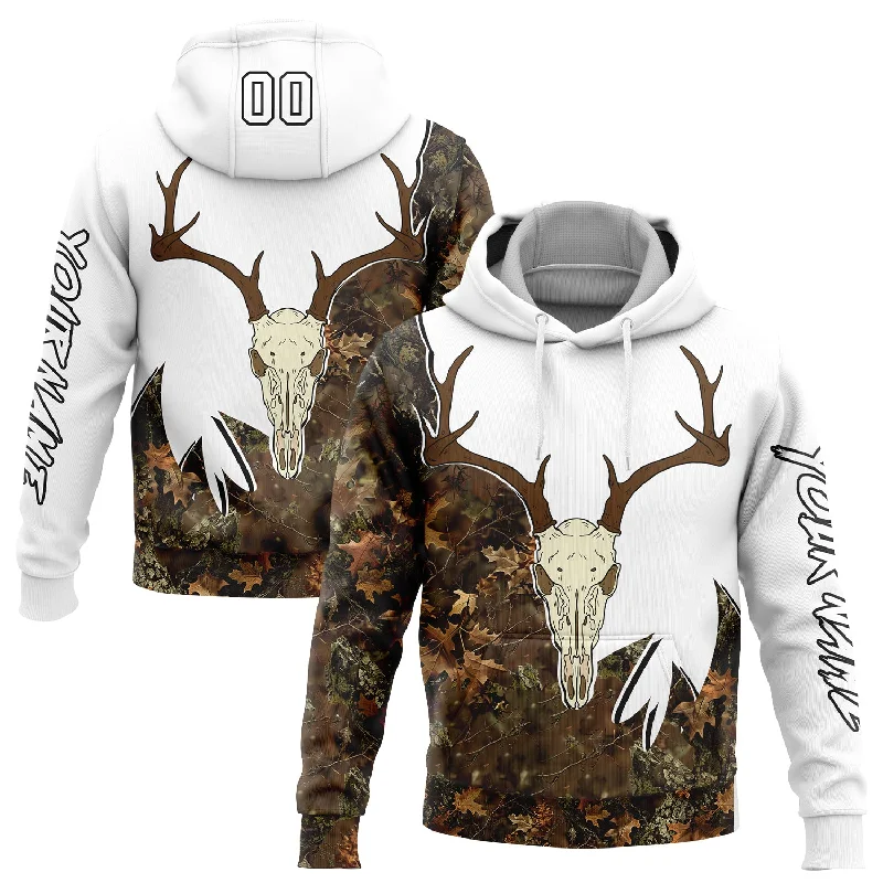 Custom Stitched White Black-Camo 3D Deer Skull Hunting Sports Pullover Sweatshirt Hoodie Dynamic Men's Glow Custom Stitched White Black-Camo 3D Deer Skull Hunting Sports Pullover Sweatshirt Hoodie Dynamic Men's Glow