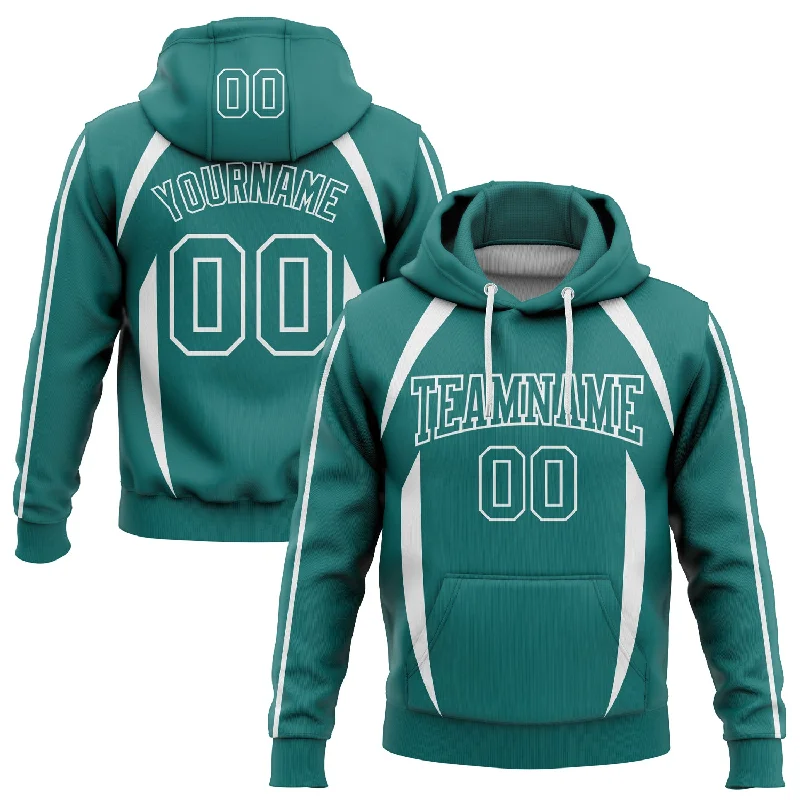 Custom Stitched Teal White 3D Pattern Design Contrast Color Stripe Sports Pullover Sweatshirt Hoodie Vintage Men's 1970S Disco Custom Stitched Teal White 3D Pattern Design Contrast Color Stripe Sports Pullover Sweatshirt Hoodie Vintage Men's 1970S Disco