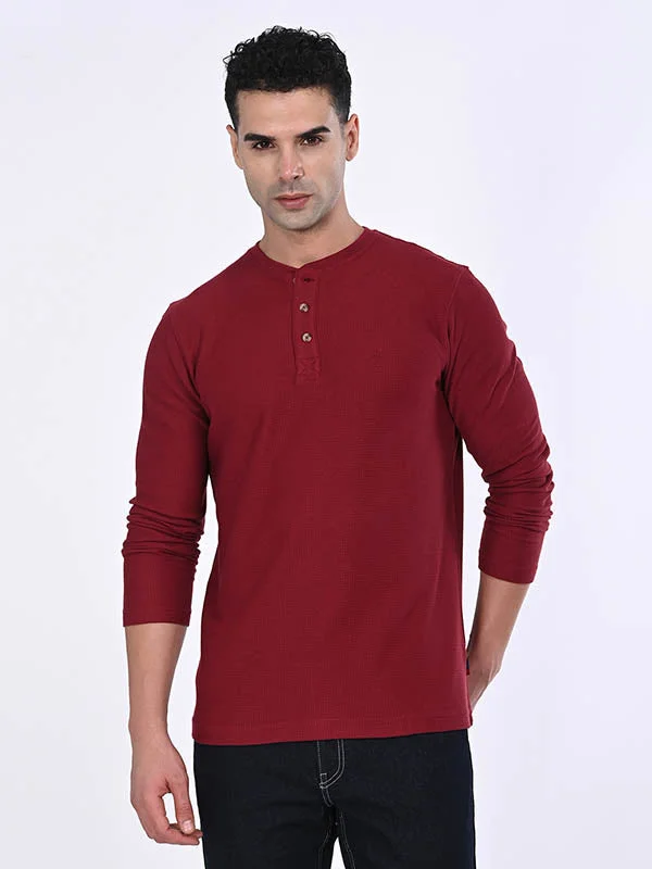 Men Solid Henley T-Shirt Confident Men's Power