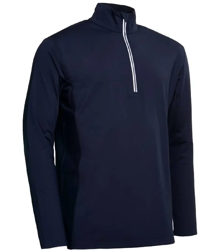 Men’S Ashby Half-Zip Jacket In Navy Sleek Men's Metallic