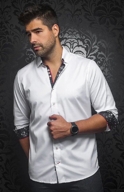 Au Noir Woven Shirt | MC QUEEN, White / Black Masculine Men's 