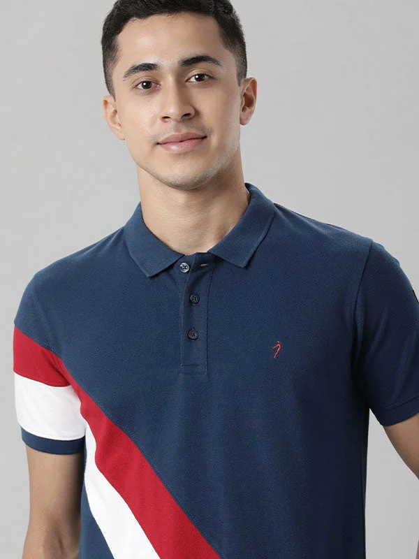 Men Color Block Polo T-Shirt Vacation