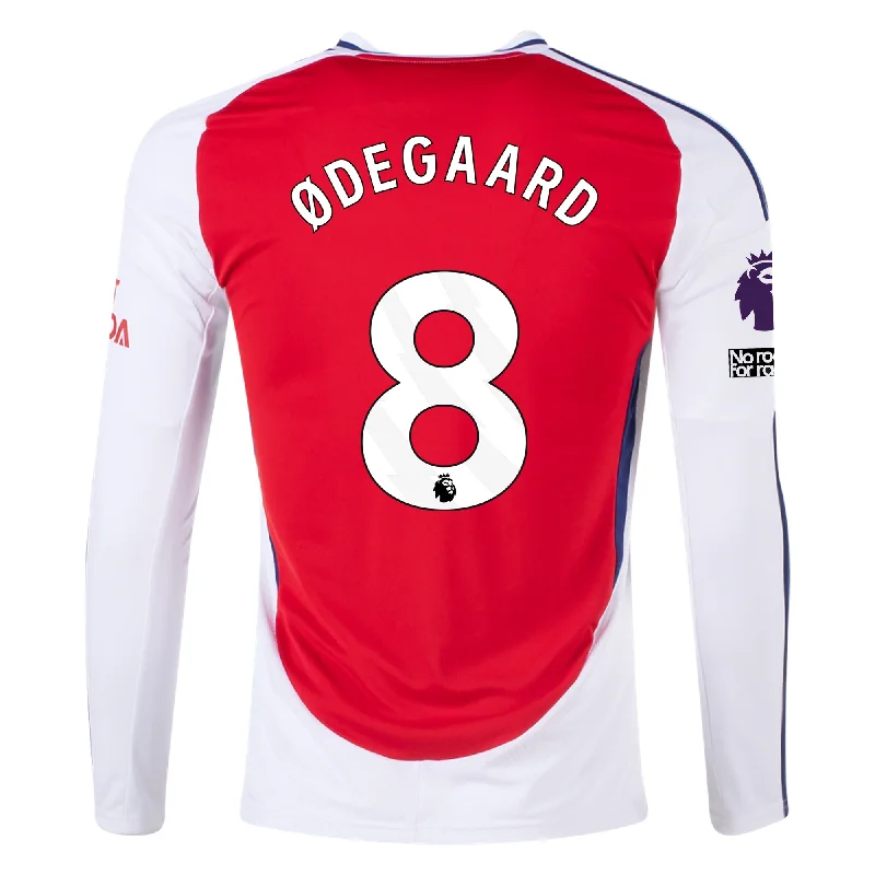 adidas Arsenal Martin Ødegaard Home Long Sleeve Jersey w/ EPL + No Room For Racism Patches 24/25 (Better Scarlet/White) Tailored adidas Arsenal Martin Ødegaard Home Long Sleeve Jersey w/ EPL + No Room For Racism Patches 24/25 (Better Scarlet/White) Tailored