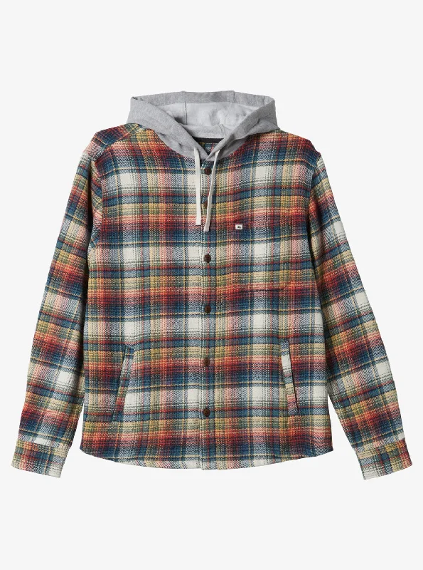 Briggs Hooded Flannel Long Sleeve Top - Mineral Red Briggs Flannel Casual Men's Short