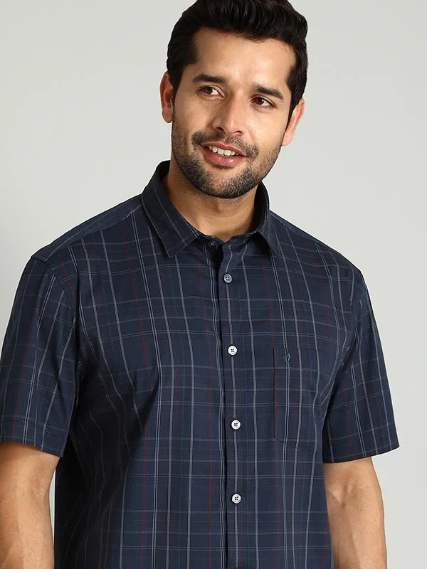 Men Checked Half Sleeve Cotton Blend Shirt Luxurious Men's High