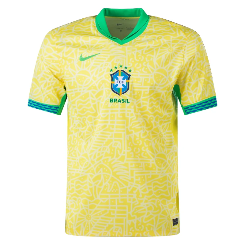 Nike Brazil Authentic Home Jersey 24/25 (Dynamic Yellow/Lemon Chiffon/Green Spark) Confident Men's High Nike Brazil Authentic Home Jersey 24/25 (Dynamic Yellow/Lemon Chiffon/Green Spark) Confident Men's High