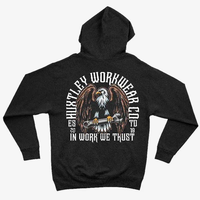 HX-717 Heavyweight Hoodie "In Work We Trust" Sleek Men's Contemporary 