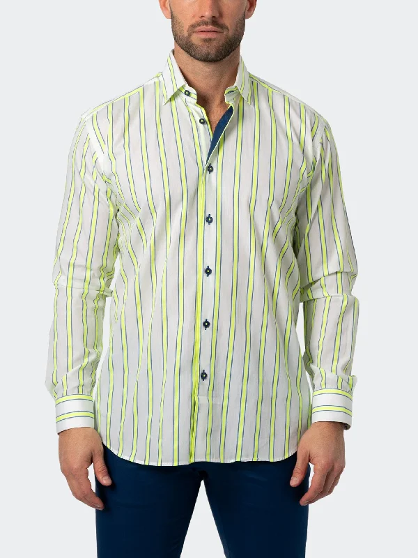 Maceoo Shirt | Fibonacci Fluodouble Stripe White Modern Men's 