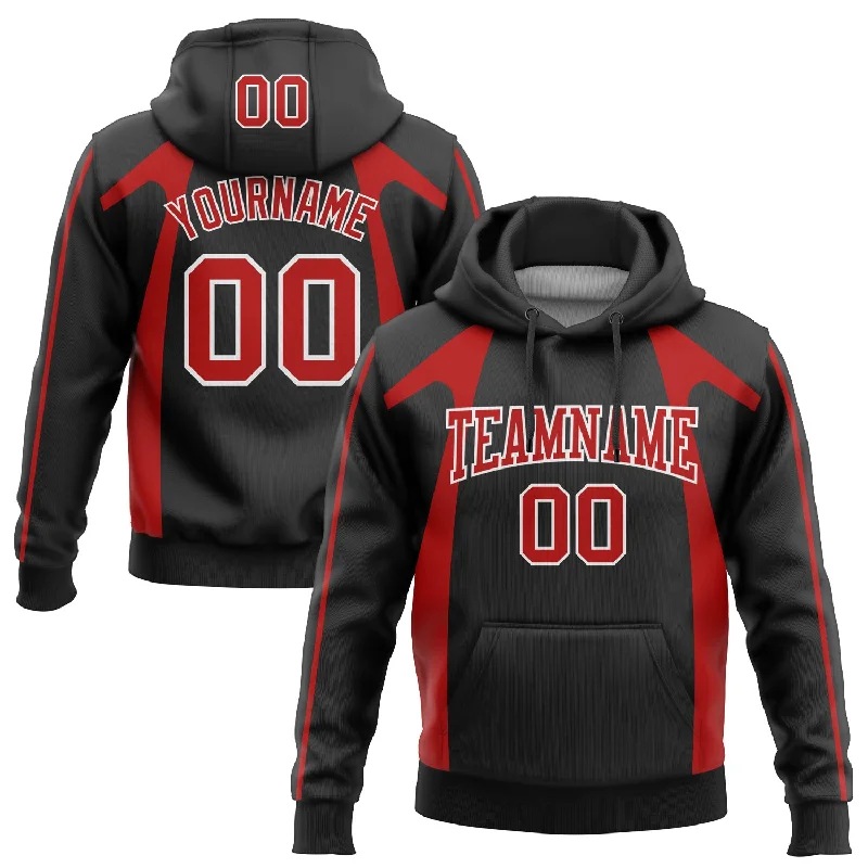 Custom Stitched Black Red-White 3D Pattern Design Segmentation Patchwork Stripe Sports Pullover Sweatshirt Hoodie Cool Men's Distressed Custom Stitched Black Red-White 3D Pattern Design Segmentation Patchwork Stripe Sports Pullover Sweatshirt Hoodie Cool Men's Distressed