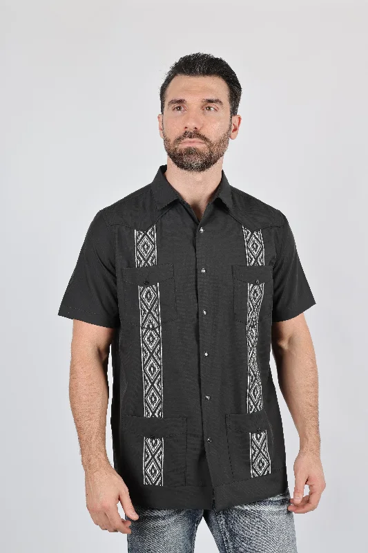 Men's Modern Charcoal GUAYABERA Shirt Laid