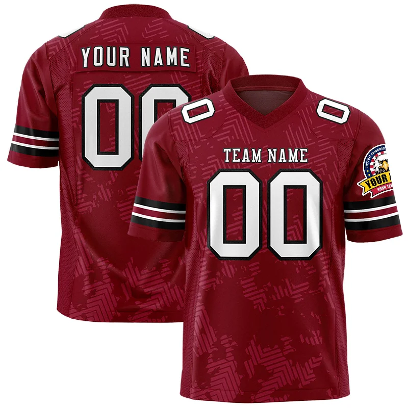 Custom Crimson White-Black Personalized Graffiti Line Design Authentic Football Jersey Practical Men's Quick Custom Crimson White-Black Personalized Graffiti Line Design Authentic Football Jersey Practical Men's Quick