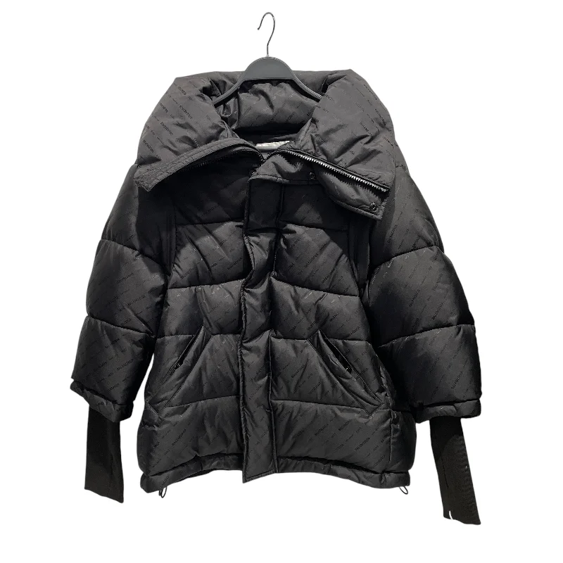 BALENCIAGA/Puffer Jkt/40/Polyester/BLK/All Over Print/Wardrobe Hooded Puffer Jacket Refined Men's Hand