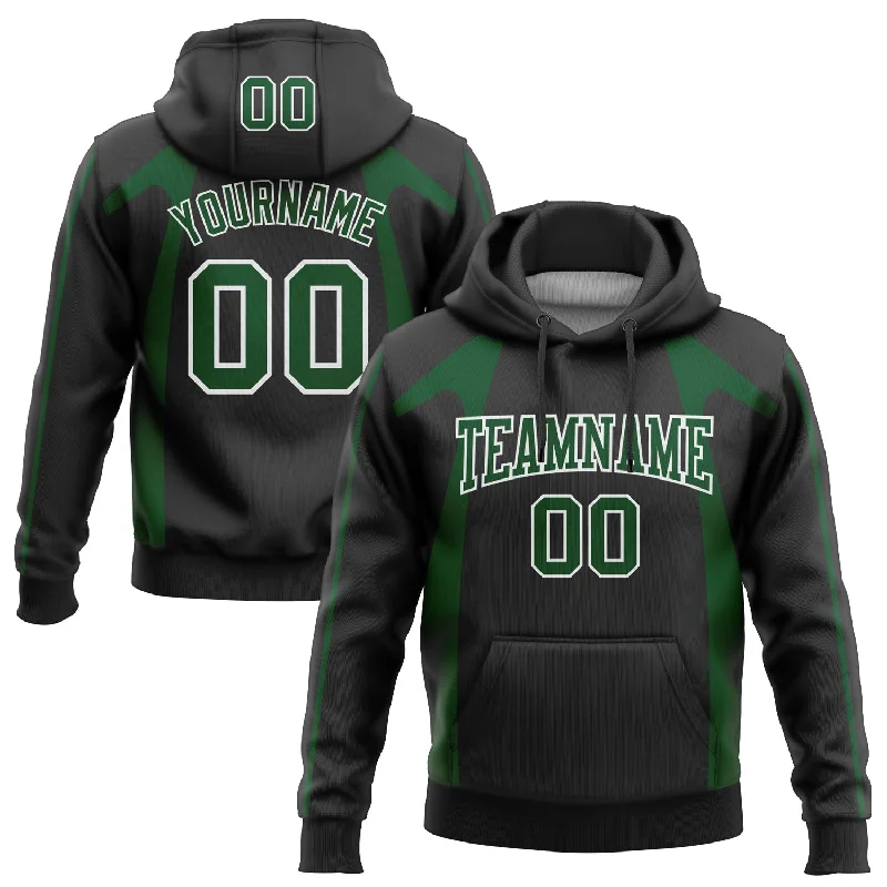 Custom Stitched Black Green-White 3D Pattern Design Segmentation Patchwork Stripe Sports Pullover Sweatshirt Hoodie Vacation