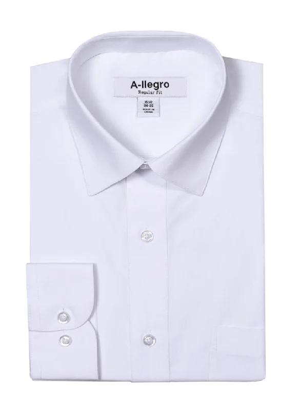 Men's Basic Regular Fit Cotton Dress Shirt In White Casual Men's Loose