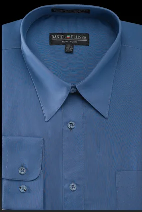 Men's Regular Fit Basic Dress Shirt in Denim Blue Cozy Men's Winter