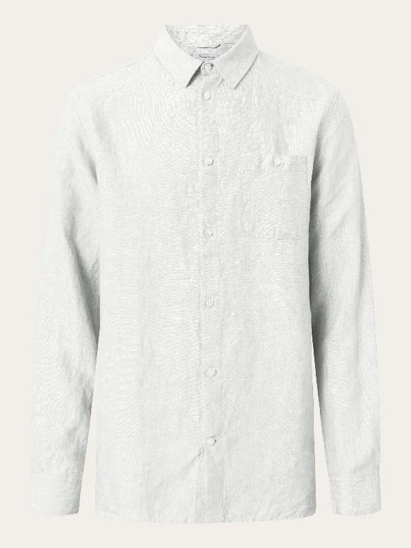 Linen custom fit LS shirt - Bright White Practical Men's Multi