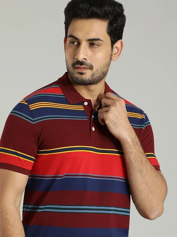 Men Striped Polo T-Shirt Sophisticated Men's 