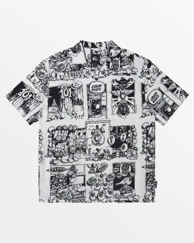 Rick Griffin Comix Short Sleeve Shirt - Black Rick Griffin Comix Ss Stylish Men's Tropical 