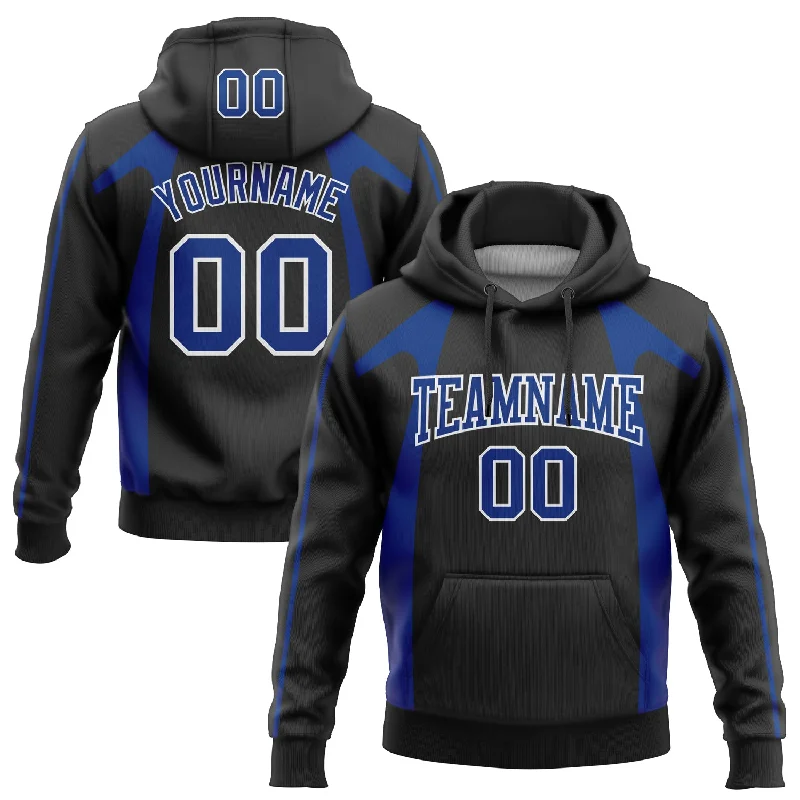 Custom Stitched Black Royal-White 3D Pattern Design Segmentation Patchwork Stripe Sports Pullover Sweatshirt Hoodie Confident Men's High Custom Stitched Black Royal-White 3D Pattern Design Segmentation Patchwork Stripe Sports Pullover Sweatshirt Hoodie Confident Men's High