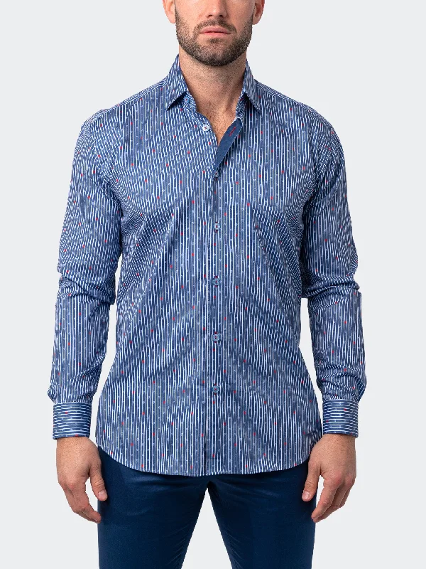 Maceoo Shirt | Fibonacci Floating Skull Blue Sophisticated Men's 