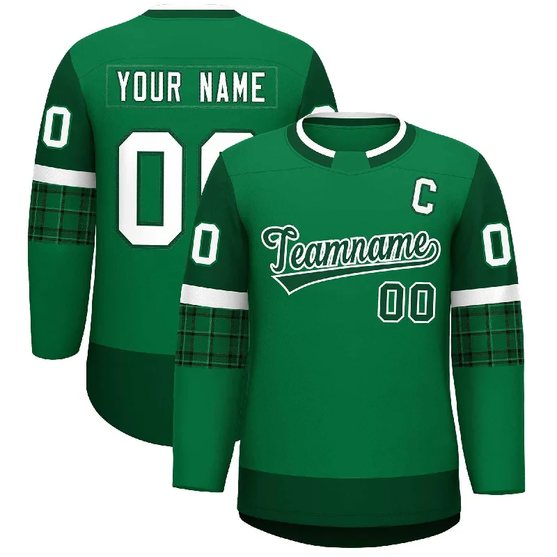 Custom Teal Green Personalized Raglan Sleeves Round-Neck Hockey Jersey Athletic Men's High