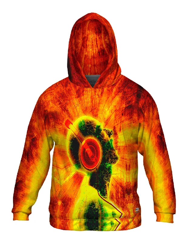 Edm Blazing Music Orange Polished Men's Silk