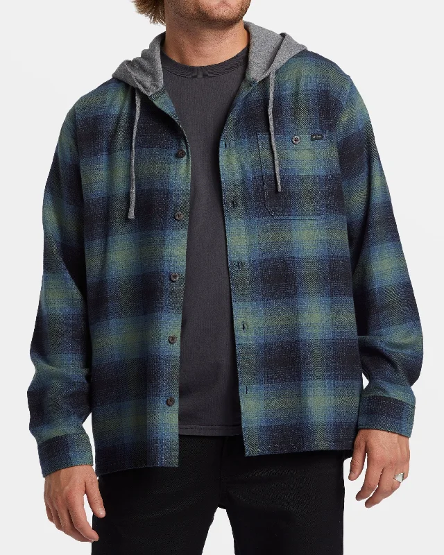 Baja Hooded Long Sleeve Flannel Shirt - Fern Dapper Men's 1920S