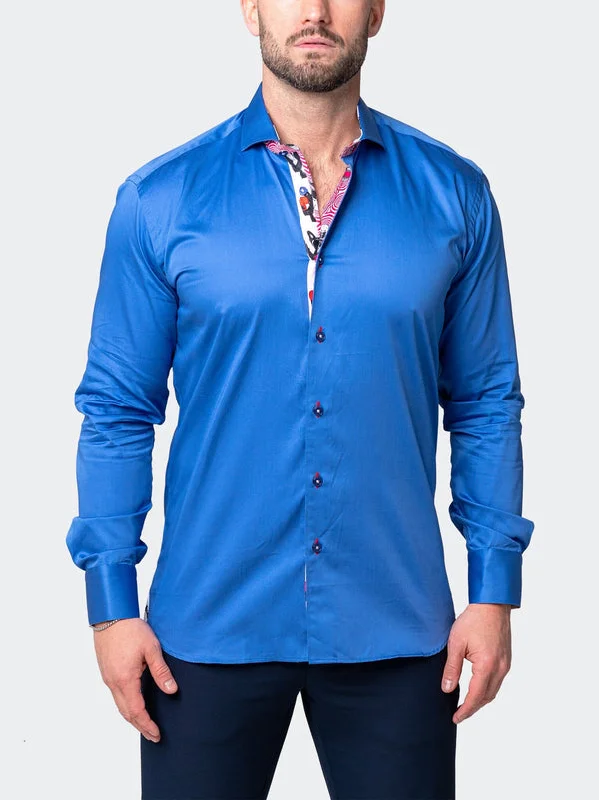 Maceoo Stretch Shirt | Fibonacci Simple Blue Organic