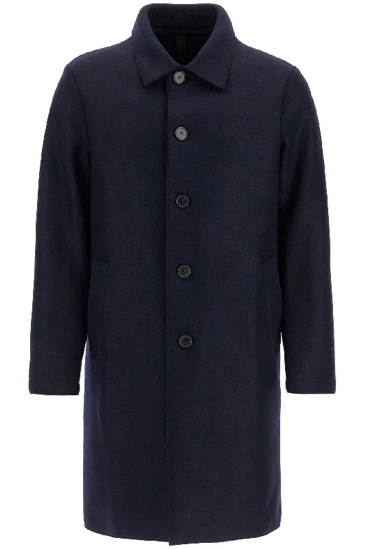 Harris Wharf London Men's Single-Breasted Pressed Wool Coat Cozy Men's Sherpa