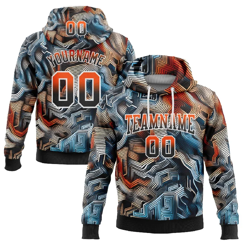 Custom Stitched Black Orange-White Fade 3D Pattern Design Colorful Line Shapes Sports Pullover Sweatshirt Hoodie Sophisticated Men's French Custom Stitched Black Orange-White Fade 3D Pattern Design Colorful Line Shapes Sports Pullover Sweatshirt Hoodie Sophisticated Men's French