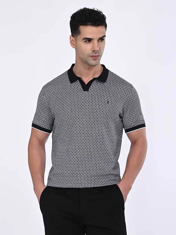Men Printed Polo T-Shirt Elegant Men's Cashmere