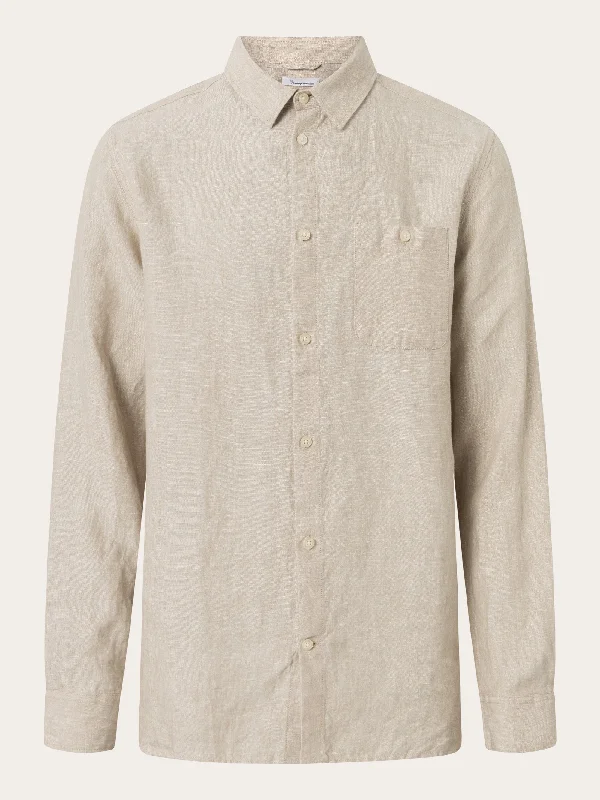 Linen custom fit LS shirt - Light feather gray Stylish Men's Neon