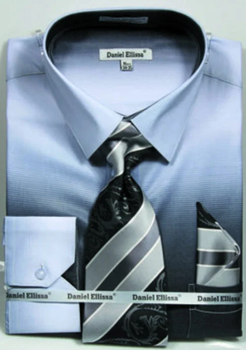 Men's Multi-Color Faded Print Dress Shirt & Tie Set in Black Confident Men's Power
