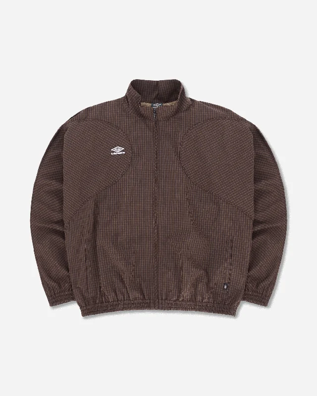 Men's Mini Check Track Jacket Brown Athletic Men's Compression