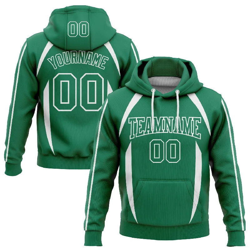 Custom Stitched Kelly Green White 3D Pattern Design Contrast Color Stripe Sports Pullover Sweatshirt Hoodie Edgy Men's Punk Custom Stitched Kelly Green White 3D Pattern Design Contrast Color Stripe Sports Pullover Sweatshirt Hoodie Edgy Men's Punk