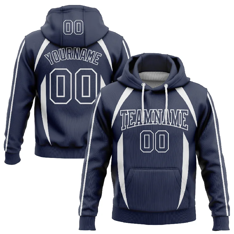 Custom Stitched Navy White 3D Pattern Design Contrast Color Stripe Sports Pullover Sweatshirt Hoodie Laid Custom Stitched Navy White 3D Pattern Design Contrast Color Stripe Sports Pullover Sweatshirt Hoodie Laid