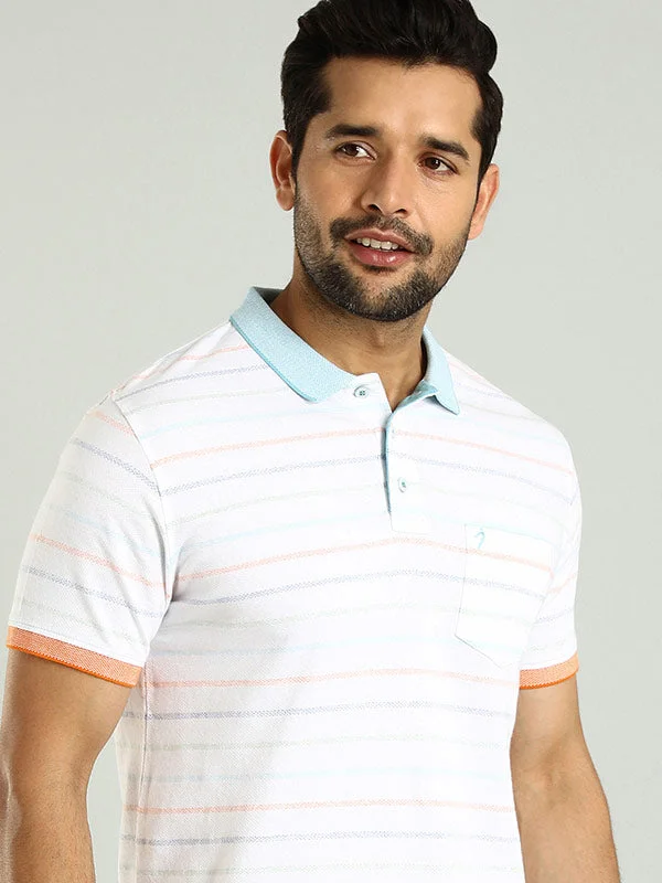 Men Striped Polo T-Shirt Casual Men's Short