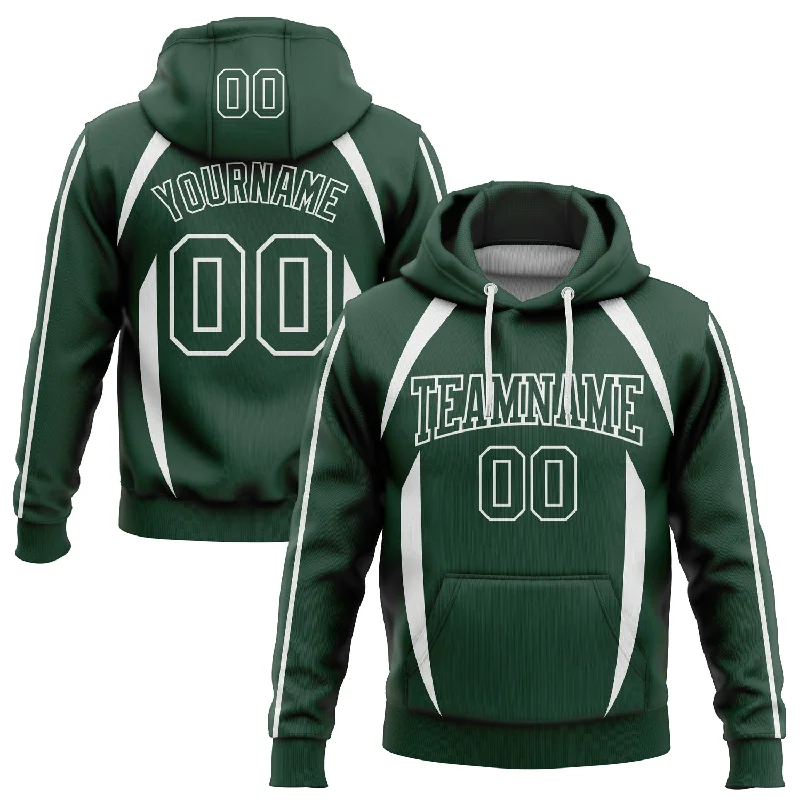 Custom Stitched Green White 3D Pattern Design Contrast Color Stripe Sports Pullover Sweatshirt Hoodie Street