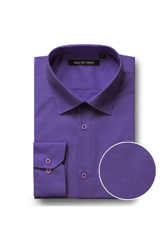 Mens Classic Fit Spread Collar Dress Shirt in Lilac Vintage Men's 1970S Disco