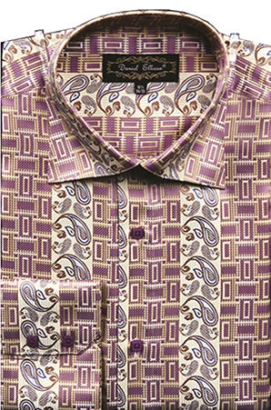 Men's Regular Fit Fancy Tonal Paisley Pattern Sports Shirt in Soft Butter Masculine Men's 