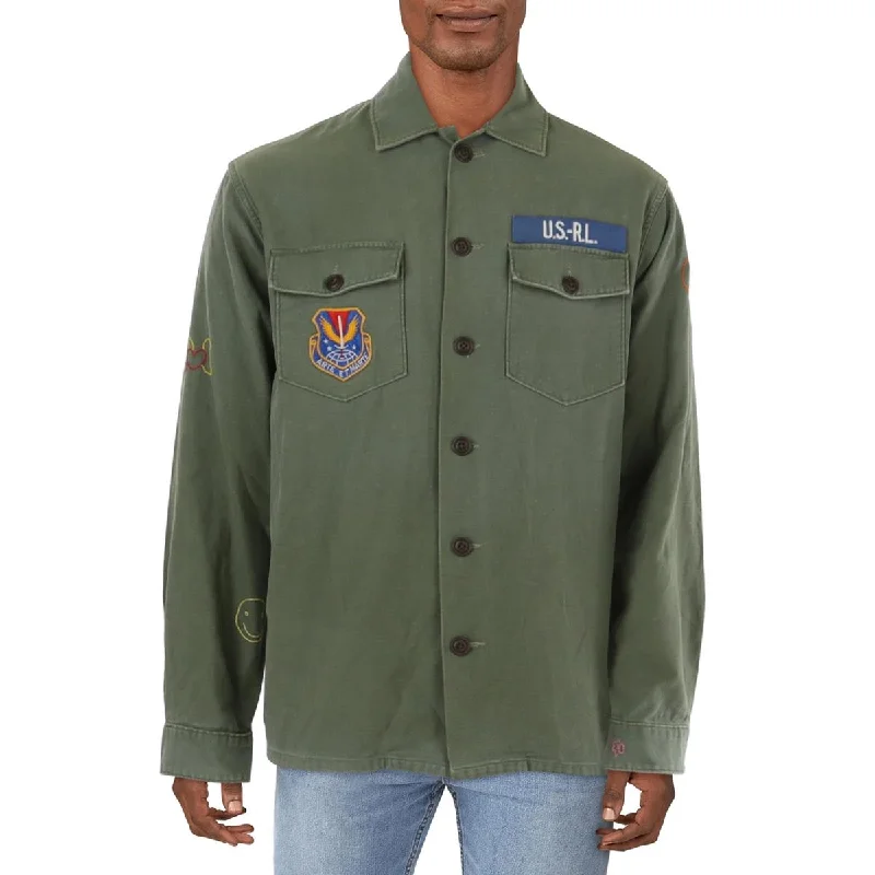 Mens Cotton Embroidered Utility Jacket Luxurious Men's High