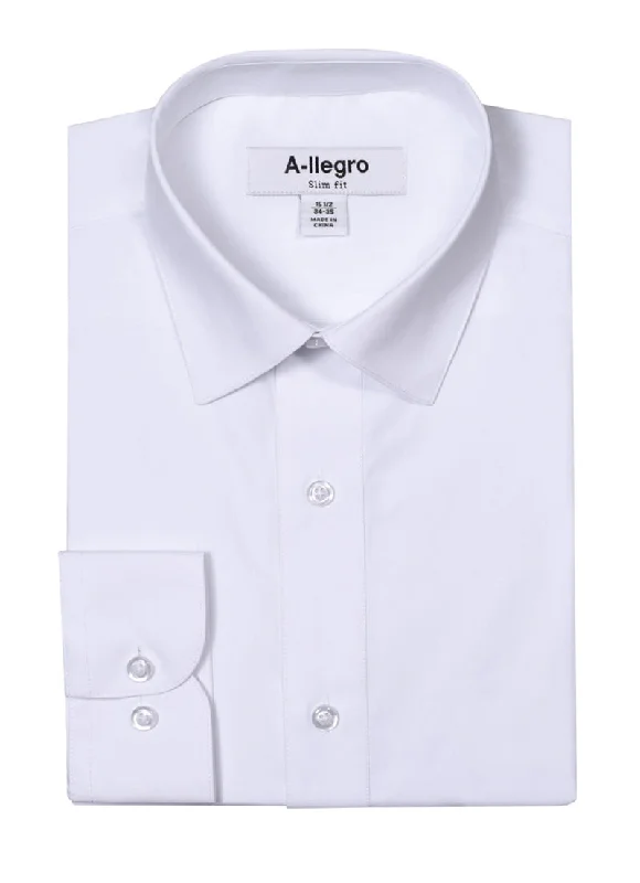 Men's Basic Slim Fit Cotton Dress Shirt In White Hip Men's Urban