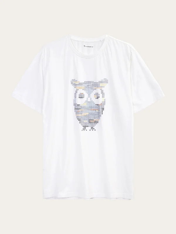 Single jersey big crosstitch print t-shirt - GOTS/Vegan - Bright White Tough Men's Military