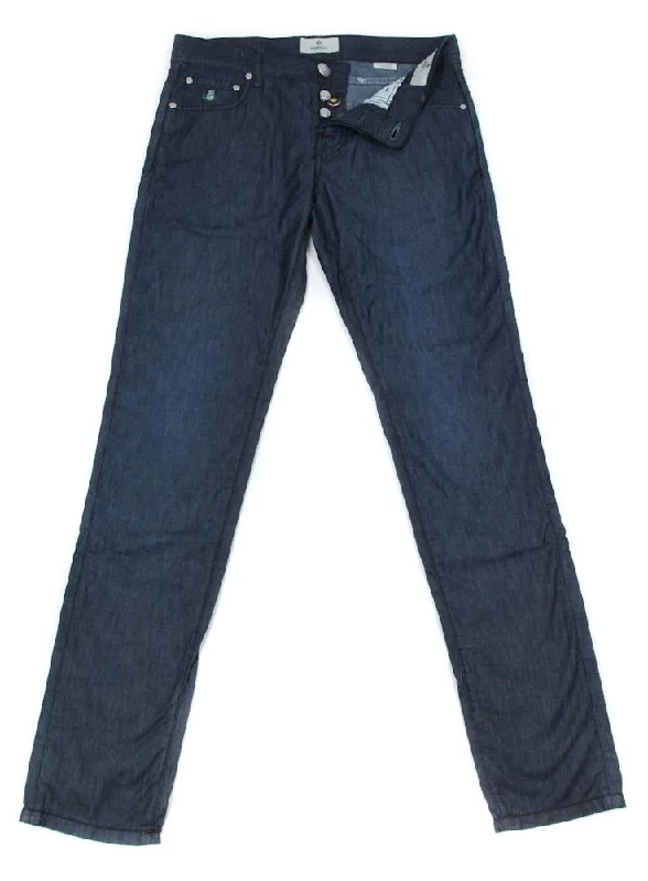 Luigi Borrelli Denim Blue Jeans - Extra Slim - 35 US / 51 EU Traditional Men's Wool