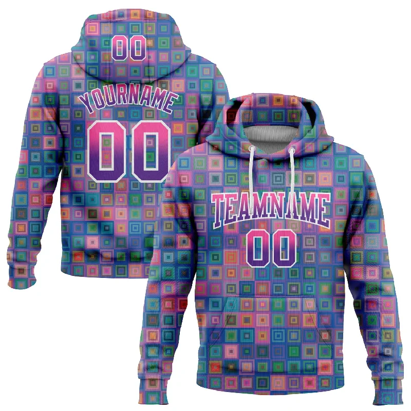 Custom Stitched Royal Pink-Purple Fade 3D Pattern Design Geometric Square Shapes Sports Pullover Sweatshirt Hoodie Modern Men's Tech Custom Stitched Royal Pink-Purple Fade 3D Pattern Design Geometric Square Shapes Sports Pullover Sweatshirt Hoodie Modern Men's Tech