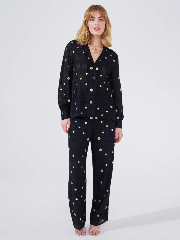 Gitana Embroidered Pyjama Shirt Black Athletic Men's Compression