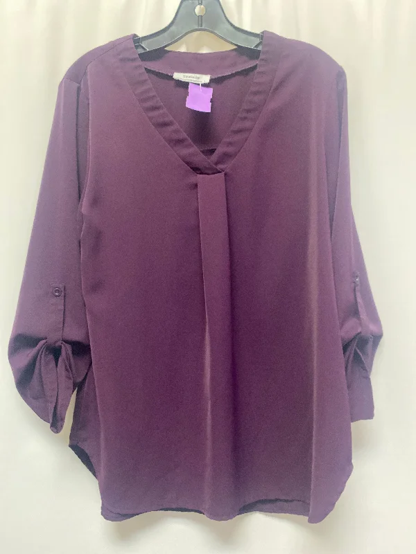 Purple Top Long Sleeve Clothes Mentor, Size L Minimalist Men's Casual 