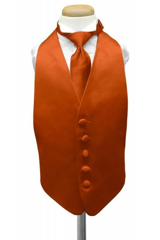 Persimmon Luxury Satin Kids Tuxedo Vest Bohemian Men's Free