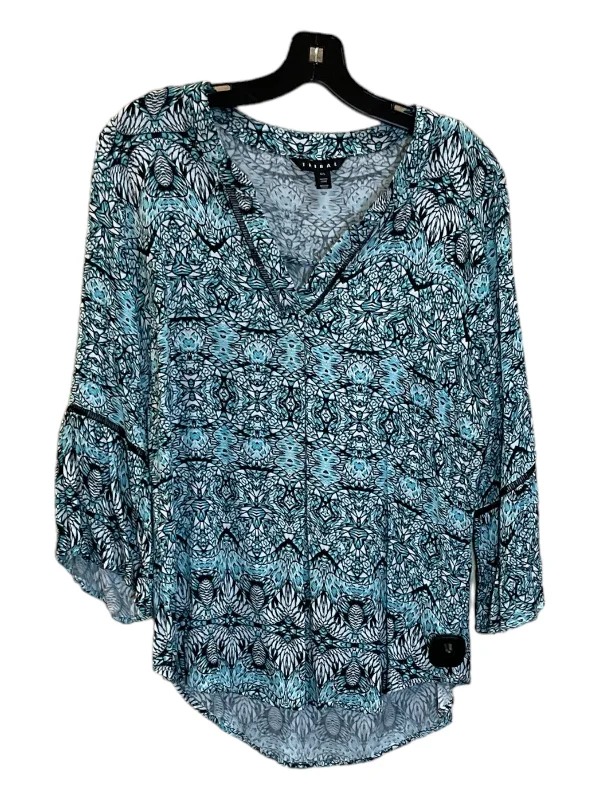 Black & Blue Tunic 3/4 Sleeve Tribal, Size L Athletic Men's High